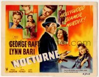 3x351 NOCTURNE TC '46 George Raft & Lynn Bari, film noir border art, Hollywood glamor murder!