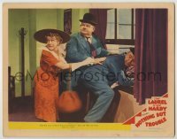 3x832 NOTHING BUT TROUBLE LC #3 '45 Mary Boland helps Stan Laurel & Oliver Hardy sneak out window!