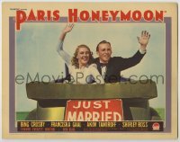 3x847 PARIS HONEYMOON LC '39 newlyweds Bing Crosby & Franciska Gaal waving to crowd from car!