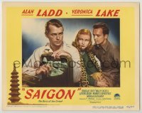 3x889 SAIGON LC #3 '48 sexy Veronica Lake eyes Alan Ladd with a satchel full of cash!