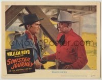 3x910 SINISTER JOURNEY LC #3 '48 c/u of bad guy pointing gun at William Boyd as Hopalong Cassidy!