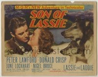 3x431 SON OF LASSIE TC '45 Peter Lawford, June Lockhart, canine star Lassie & her puppy!