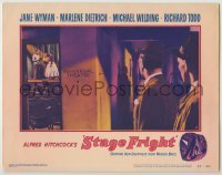 3x916 STAGE FRIGHT LC #2 '50 men lurking in halls while Jane Wyman rehearses, Alfred Hitchcock!