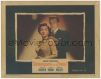 3x924 STRANGERS ON A TRAIN LC #7 '51 Robert Walker with gloved hands on Ruth Roman's shoulders!