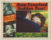 3x926 SUDDEN FEAR LC #3 '52 great close up of terrified Joan Crawford behind shoulder, film noir!