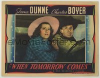 3x984 WHEN TOMORROW COMES LC '39 great close up of scared Irene Dunne & Charles Boyer in car!