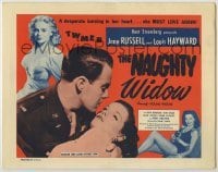 3x498 YOUNG WIDOW TC R52 sexy brunette Jane Russell is The Naughty Widow, Louis Hayward!