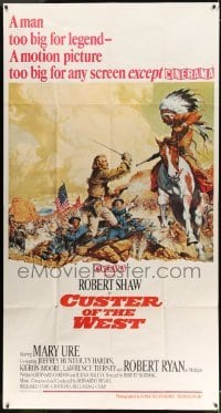 3y116 CUSTER OF THE WEST Cinerama 3sh '68 art of Shaw vs Indians at the Battle of Little Big Horn!