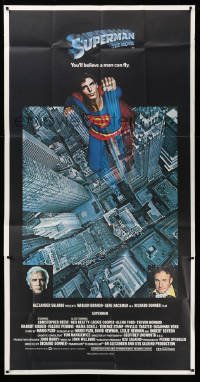 3y119 SUPERMAN 3sh '78 hero Christopher Reeve flying from Metropolis, Gene Hackman, Marlon Brando