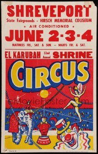 3y214 EL KARUBAH 32ND ANNUAL SHRINE CIRCUS 14x22 circus poster '78 great art of clowns & elephant!
