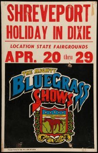 3y217 MIGHTY BLUEGRASS SHOWS 14x22 circus poster '70s at the fairgrounds in Shreveport, Louisiana!