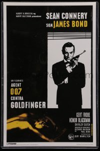 3y451 GOLDFINGER 11x17 English commercial poster '07 art of Connery as James Bond + golden girl!