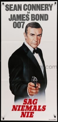 3y481 NEVER SAY NEVER AGAIN German poster '83 art of Sean Connery as James Bond pointing gun!