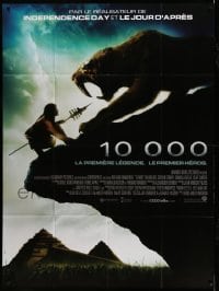 3y586 10,000 BC French 1p '08 cool image of hunter & sabretooth tiger on ledge!
