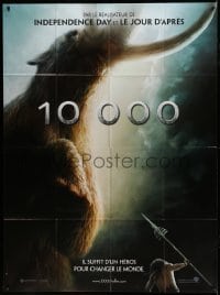 3y587 10,000 BC teaser French 1p '08 cool image of hunter & sabretooth tiger on ledge!