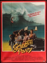 3y620 BIG WEDNESDAY French 1p '78 John Milius surfing classic, surfers on beach, Graffiti Party!