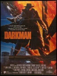 3y668 DARKMAN French 1p '90 directed by Sam Raimi, cool Alvin art of masked hero Liam Neeson!