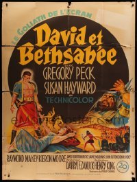 3y670 DAVID & BATHSHEBA French 1p '52 different Soubie art of Gregory Peck & sexy Susan Hayward!
