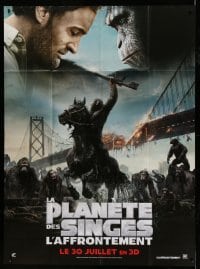 3y671 DAWN OF THE PLANET OF THE APES teaser French 1p '14 great image of ape on horseback!