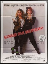 3y680 DESPERATELY SEEKING SUSAN French 1p '85 great image of sexy bad Madonna & Rosanna Arquette!