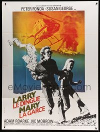 3y681 DIRTY MARY CRAZY LARRY French 1p '74 art of Peter Fonda & Susan George running with cash!