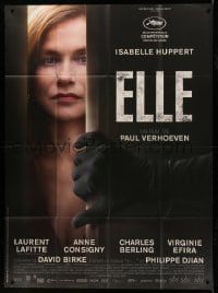 3y691 ELLE French 1p '16 close up of Isabelle Huppert opening her door to a rapist!