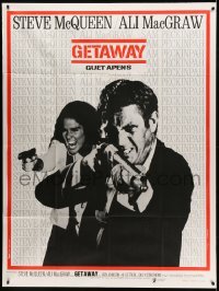 3y718 GETAWAY French 1p '73 cool image of Steve McQueen & Ali McGraw with guns, Sam Peckinpah!
