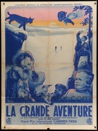 3y732 GREAT ADVENTURE French 1p '55 cool art of Swedish wilderness by Jacques Bonneaud!