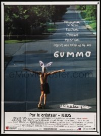3y741 GUMMO French 1p '97 wacky image of half-naked man on skateboard & wearing bunny hat!