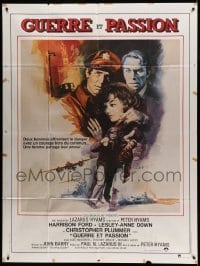 3y746 HANOVER STREET French 1p '79 art of Harrison Ford & Lesley-Anne Down in World War II!