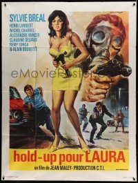 3y761 HOLD-UP POUR LAURA French 1p '68 full-length Stefano art of sexy Sylvie Breal with gun!