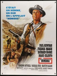 3y763 HOMBRE French 1p '66 Martin Ritt, completely different art of Paul Newman by Boris Grinsson!