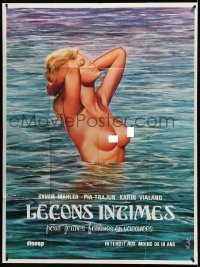 3y824 MAD MEMORIES OF A LIFEGUARD French 1p '73 fantastic Auble art of sexy Pia Trajun in water!