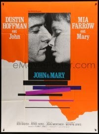 3y784 JOHN & MARY French 1p '69 super close image of Dustin Hoffman about to kiss Mia Farrow!