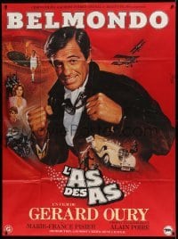 3y798 L'AS DES AS French 1p '82 art of Ace of Aces boxer Jean-Paul Belmondo by Jean Mascii!