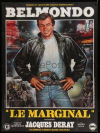 3y803 LE MARGINAL French 1p '83 artwork of tough Jean-Paul Belmondo by Renato Casaro!