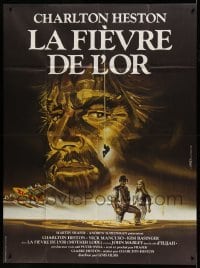 3y837 MOTHER LODE French 1p '82 different Landi art of Charlton Heston in gold mining adventure!