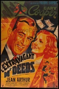 3y840 MR. DEEDS GOES TO TOWN French 1p R87 best art of Gary Cooper & Jean Arthur, Frank Capra