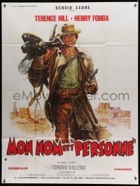 3y844 MY NAME IS NOBODY style B French 1p '74 Il Mio nome e Nessuno, art of Terence Hill by Casaro!