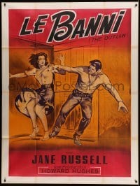 3y865 OUTLAW French 1p R60s different art of sexy Jane Russell & Jack Buetel, Howard Hughes