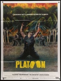 3y872 PLATOON French 1p '86 Oliver Stone, Vietnam War, Willem Dafoe shot in iconic scene!