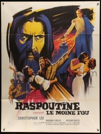 3y886 RASPUTIN THE MAD MONK French 1p '66 best different art of Christopher Lee by Boris Grinsson!