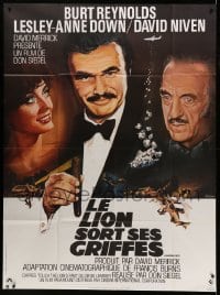 3y899 ROUGH CUT French 1p '81 Kerfyser art of Burt Reynolds, Lesley-Anne Down & David Niven!