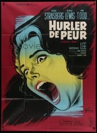 3y909 SCREAM OF FEAR French 1p '61 Hammer, Boris Grinsson art of terrified Susan Strasberg!