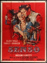 3y911 SENSO French 1p '54 Luchino Visconti's Senso, Fratini art of Alida Valli & Farley Granger!