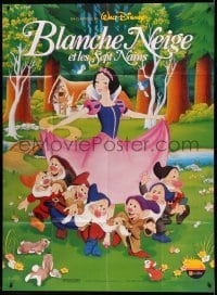 3y926 SNOW WHITE & THE SEVEN DWARFS French 1p R92 Disney cartoon classic, great different art!