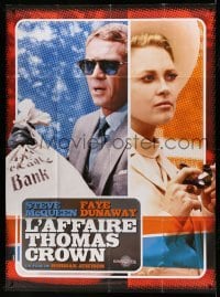 3y945 THOMAS CROWN AFFAIR French 1p R00s different image of Steve McQueen & sexy Faye Dunaway!