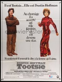 3y951 TOOTSIE French 1p '82 great image of cross-dressing Dustin Hoffman as himself & in drag!
