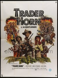 3y953 TRADER HORN French 1p '73 Larry Salk artwork of Rod Taylor & Anne Heywood in the jungle!