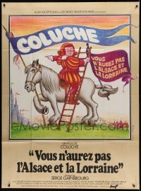 3y995 YOU WON'T HAVE ALSACE-LORRAINE French 1p '77 Ferracci art of Coluche climbing on horse!